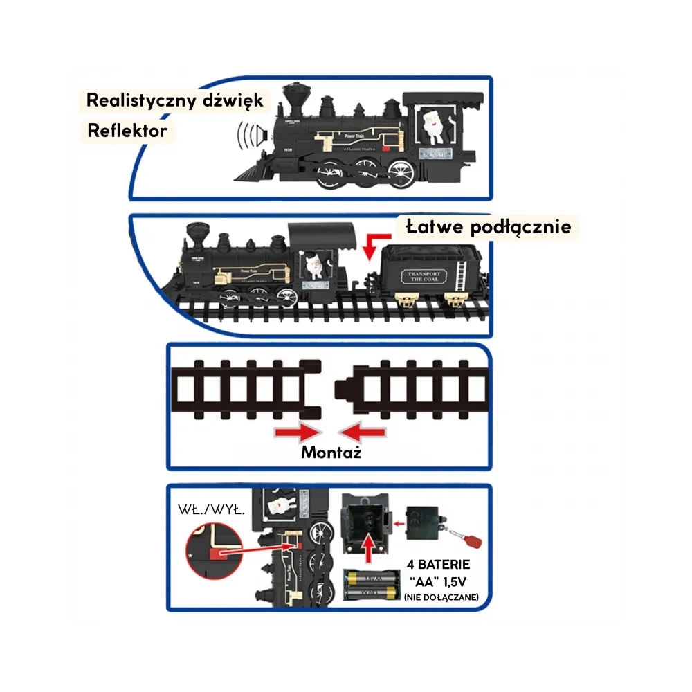 WOOPIE Pociąg Lokomotywa Zestaw XXL Tor 403 cm