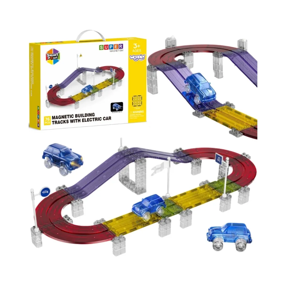 WOOPIE Magnetyczny Tor Samochodowy Wyścigowy + Autko 76 el.