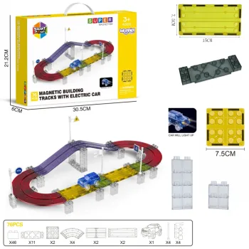 WOOPIE Magnetyczny Tor Samochodowy Wyścigowy + Autko 76 el.