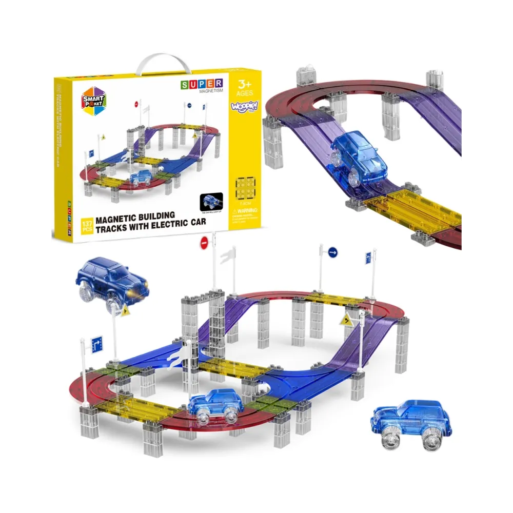 WOOPIE Magnetyczny Tor Samochodowy Wyścigowy + Autko 137 El.