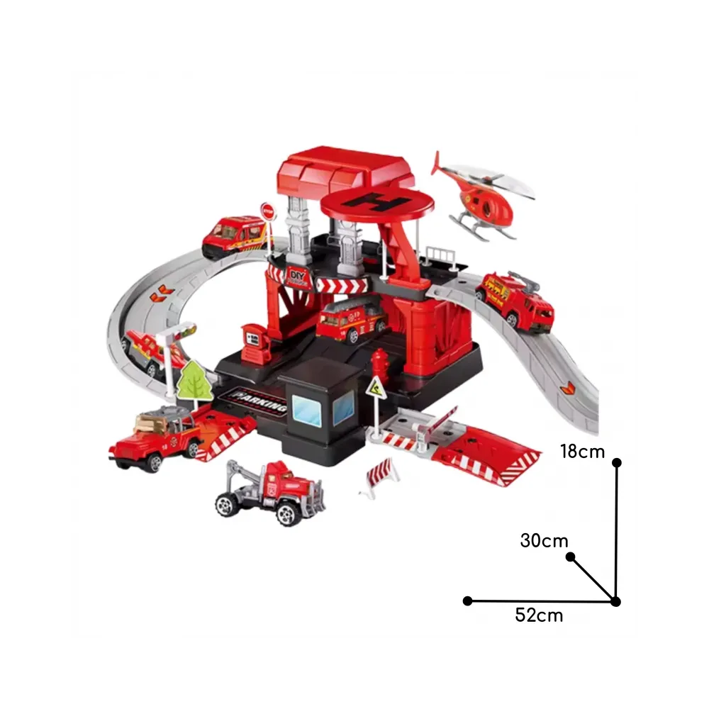 Metalowe autka i helikopter w zestawie zabawki