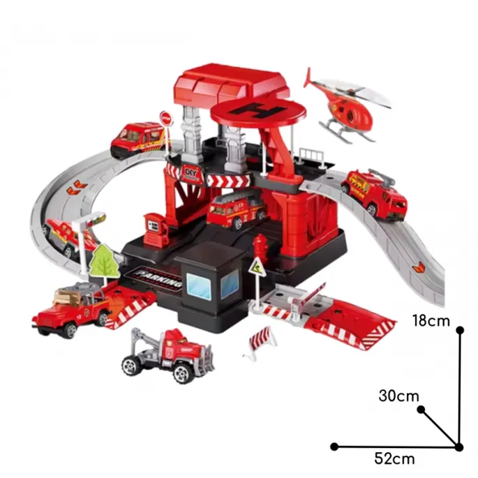 Metalowe autka i helikopter w zestawie zabawki