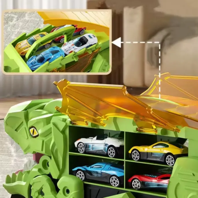 12 kolorowych samochodzików w zestawie dinozaurów