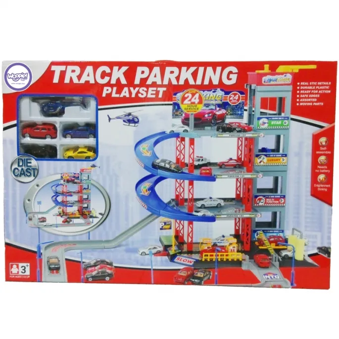 Parking garaż z akcesoriami dla małych kierowców