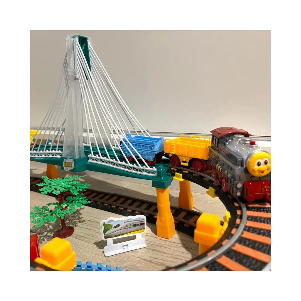 WOOPIE Kolejka Elektryczna 2w1 Tor Wyścigowy Pociąg Wiadukt Auto XXL 192 el.