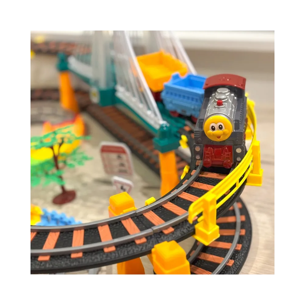 WOOPIE Kolejka Elektryczna 2w1 Tor Wyścigowy Pociąg Wiadukt Auto XXL 192 el.