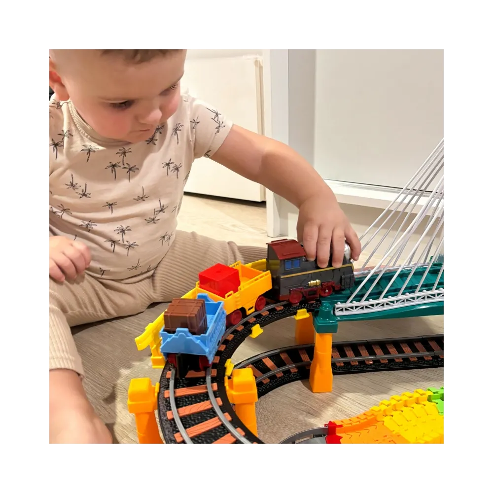 WOOPIE Kolejka Elektryczna 2w1 Tor Wyścigowy Pociąg Wiadukt Auto XXL 192 el.