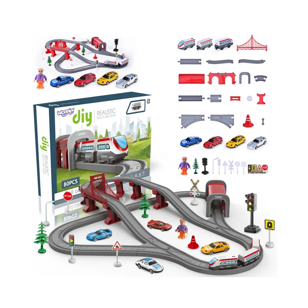 WOOPIE Kolejka Elektryczna Tor Most Tunel 80 el.
