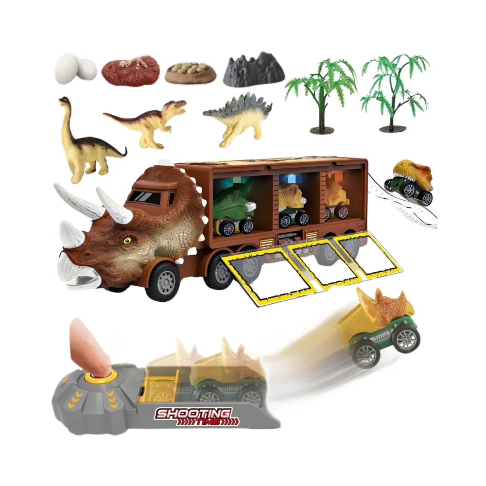 WOOPIE Cięzarówka Dinozaur z Wyrzutnią i Samochodzikami 15 el.