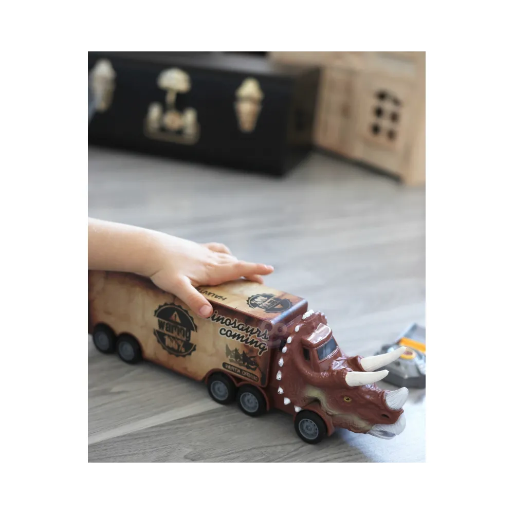 WOOPIE Cięzarówka Dinozaur z Wyrzutnią i Samochodzikami 15 el.