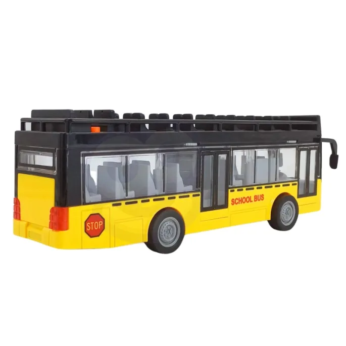 Kolorowy autobus z interaktywnymi przyciskami