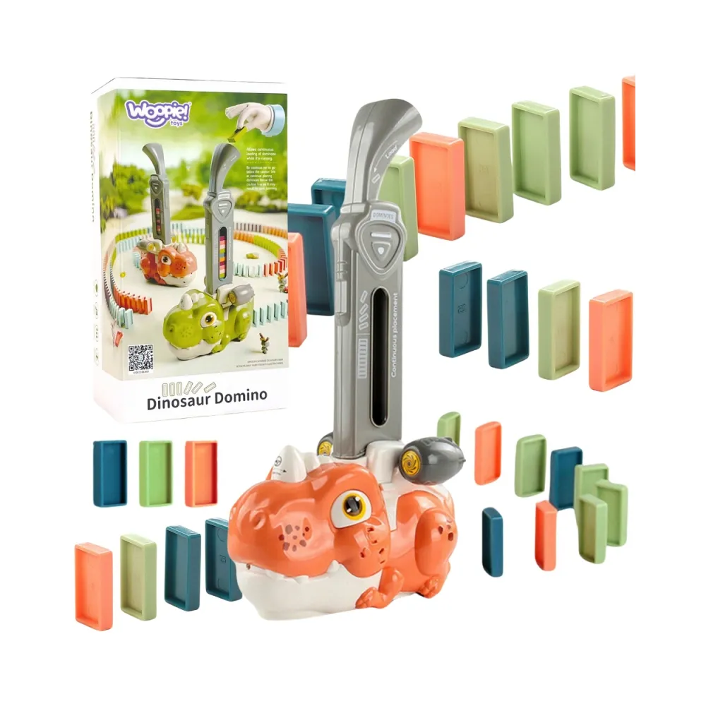 WOOPIE Elektryczna Ciuchcia Lokomotywa do Klocków Domino Dinozaur Pomarańczowy