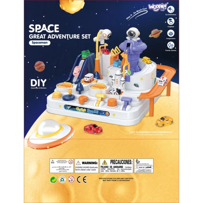 Mikroskopijny astronauta w akcji na torze przeszkód.