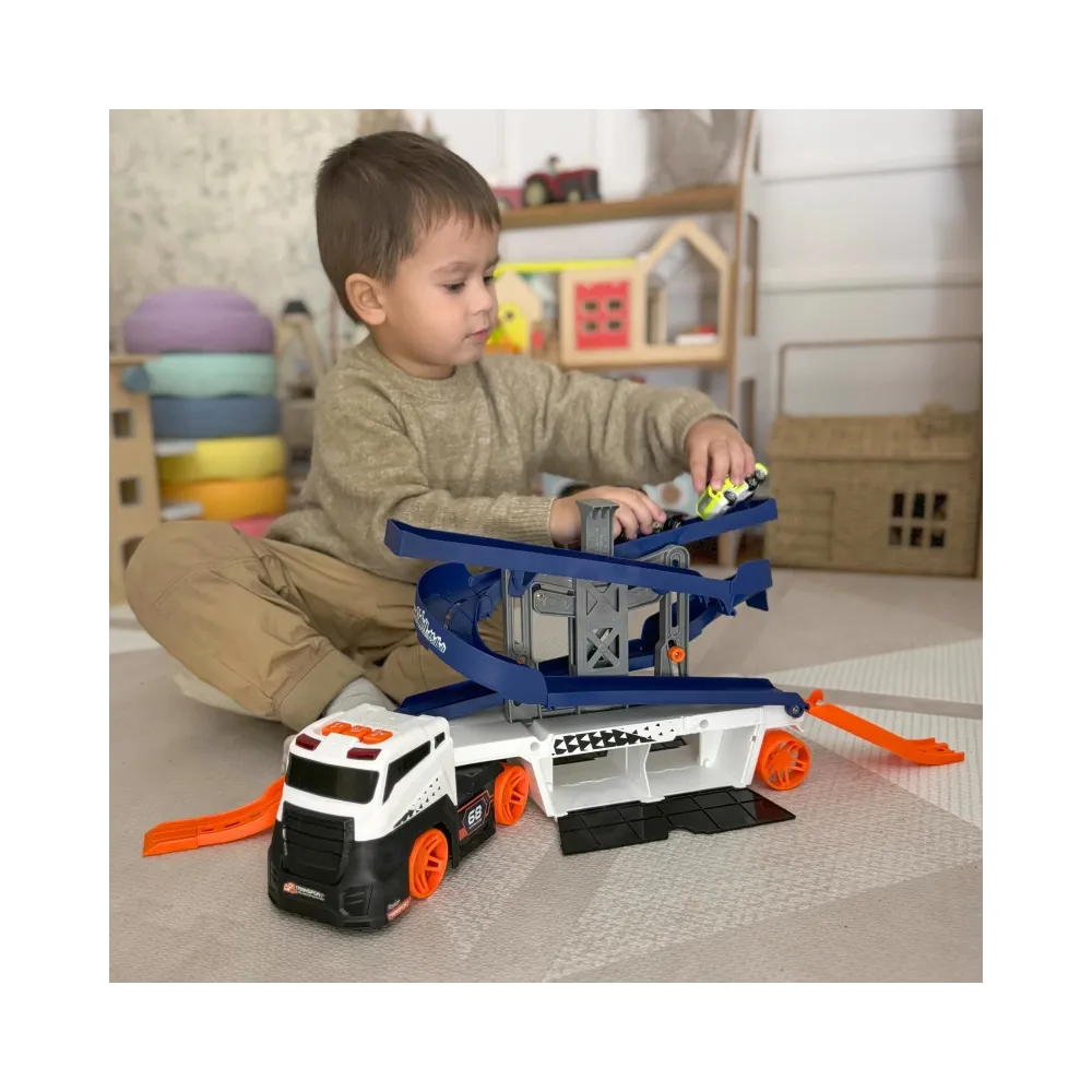 WOOPIE Interaktywny Tir Laweta Tor dla Aut z Dźwiękiem i Światłem