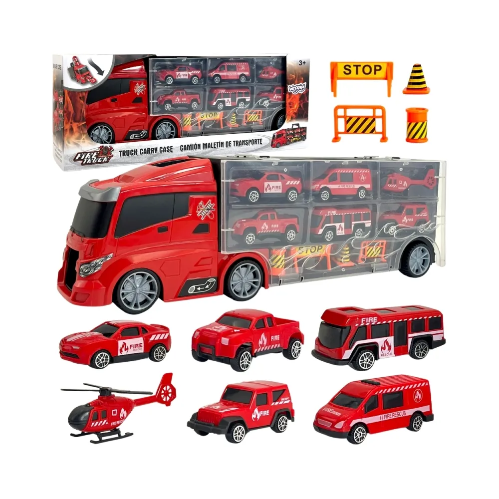 WOOPIE Zestaw Ciężarówka Transporter 3w1 Czerwony 11 el.