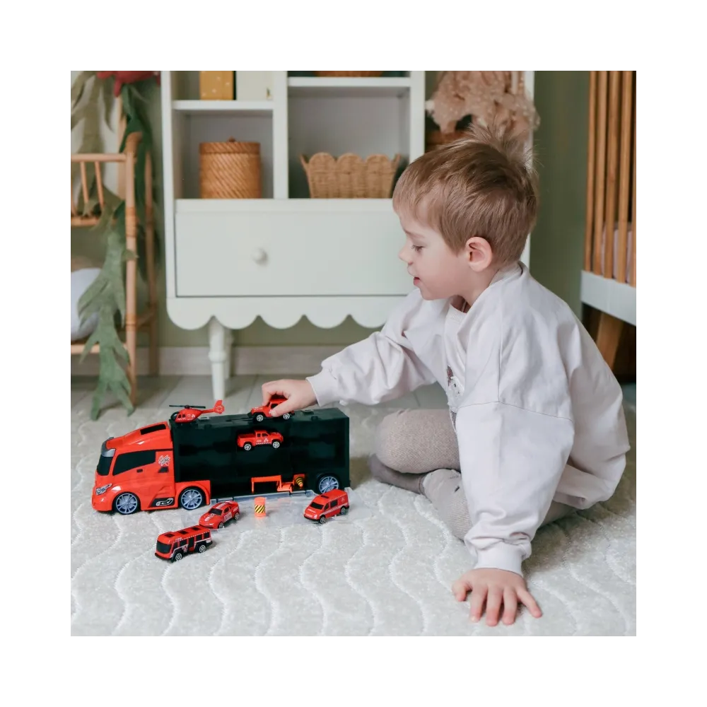 WOOPIE Zestaw Ciężarówka Transporter 3w1 Czerwony 11 el.