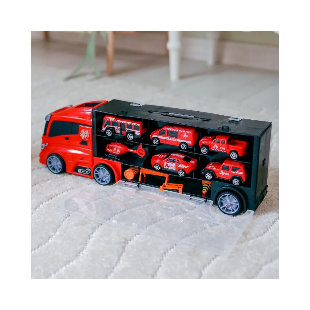 WOOPIE Zestaw Ciężarówka Transporter 3w1 Czerwony 11 el.