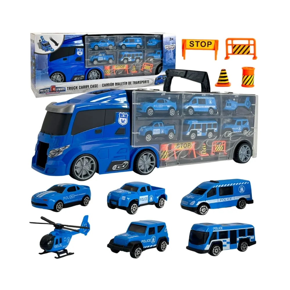 WOOPIE Zestaw Cieżarówka Transporter 3w1 Niebieski Policja