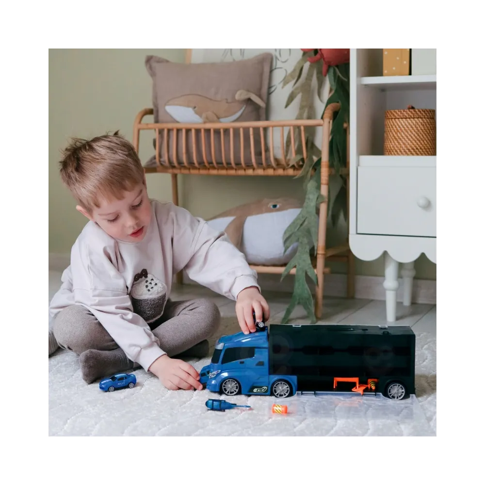 WOOPIE Zestaw Cieżarówka Transporter 3w1 Niebieski Policja