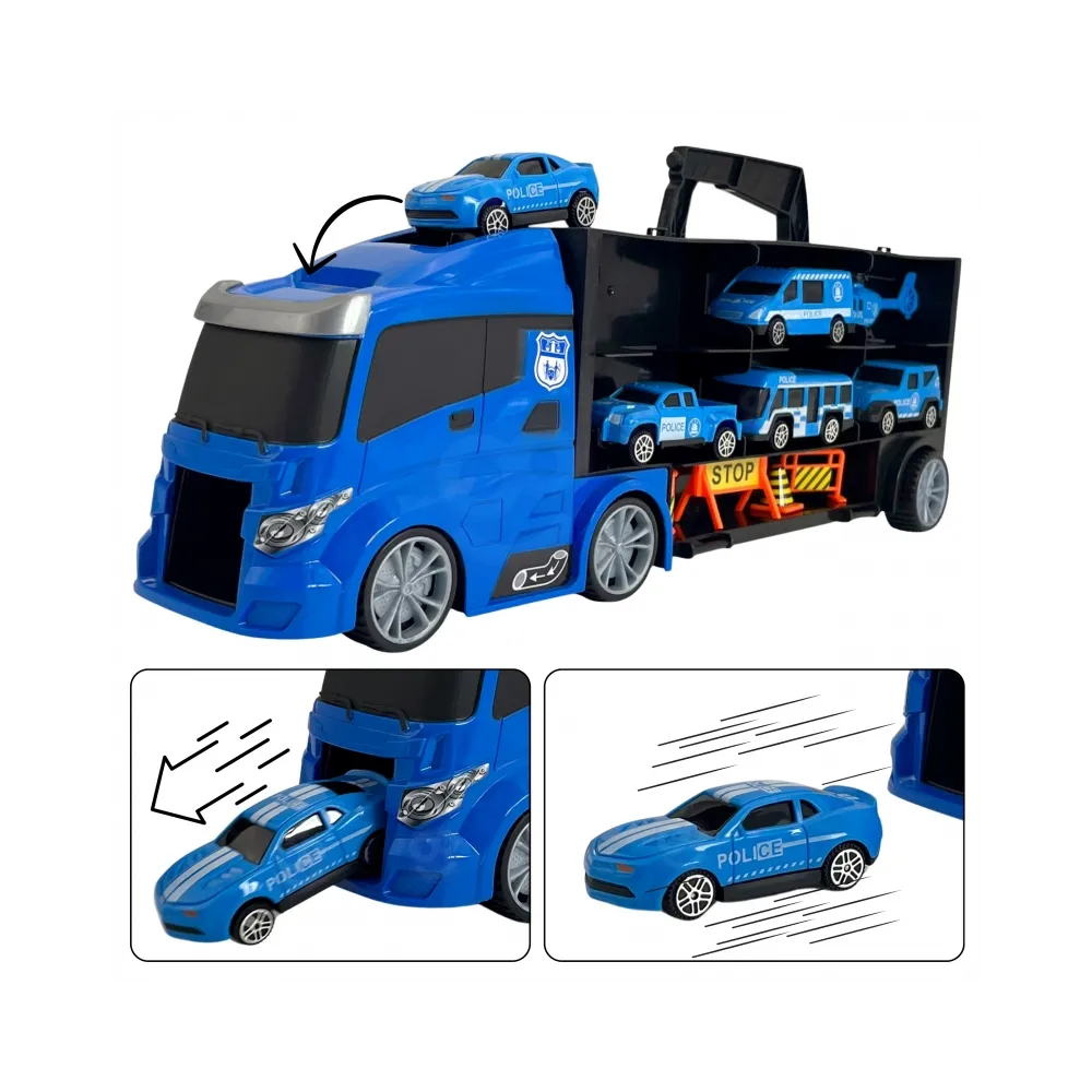 WOOPIE Zestaw Cieżarówka Transporter 3w1 Niebieski Policja