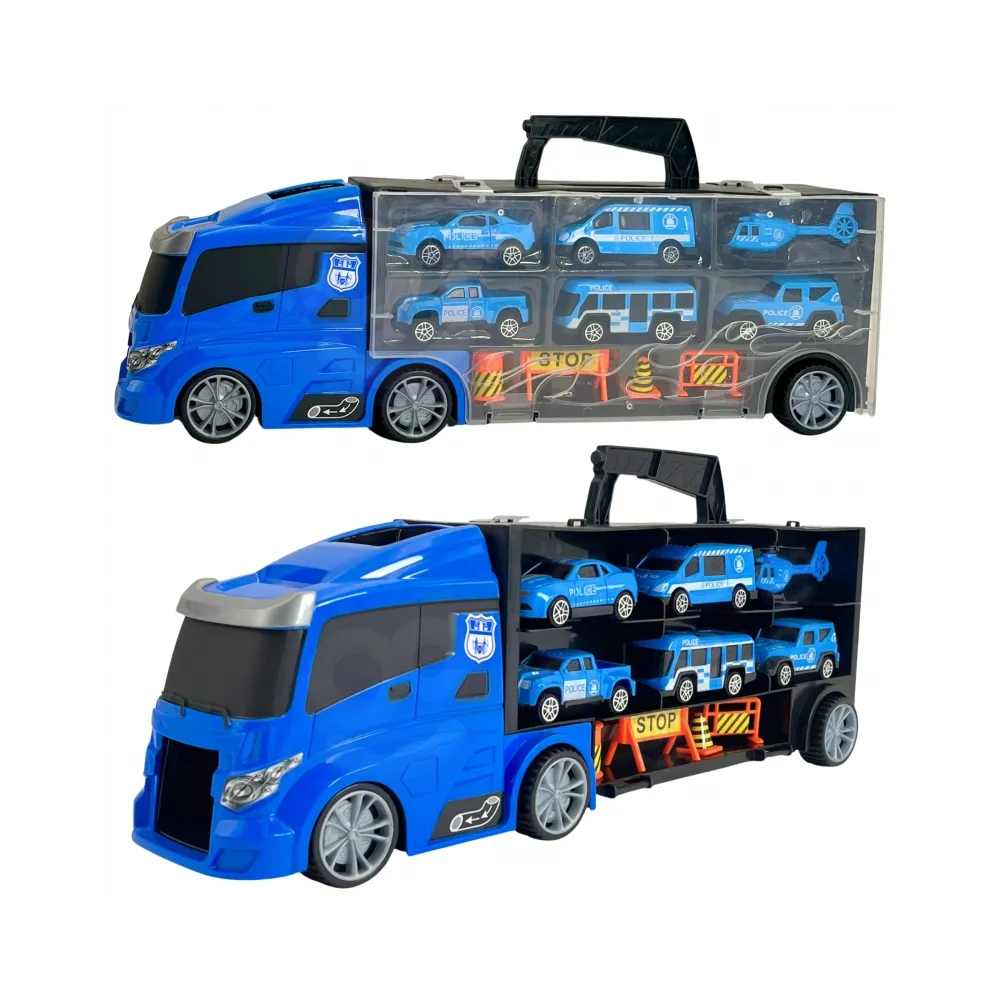 WOOPIE Zestaw Cieżarówka Transporter 3w1 Niebieski Policja