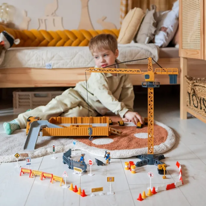 Dźwig żuraw w zestawie WOOPIE dla młodych budowniczych