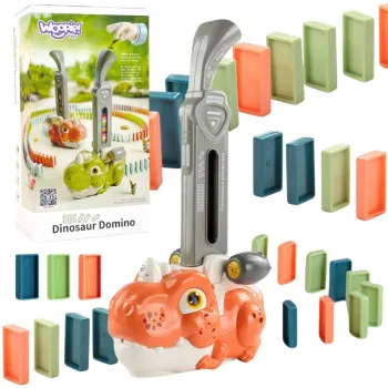 Elektryczna ciuchcia dinozaur do klocków domino w kolorze pomarańczowym