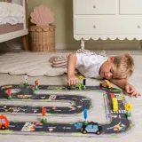 WOOPIE GREEN Zestaw Drewnianych Pojazdów i Znaków Drogowych 15 el.