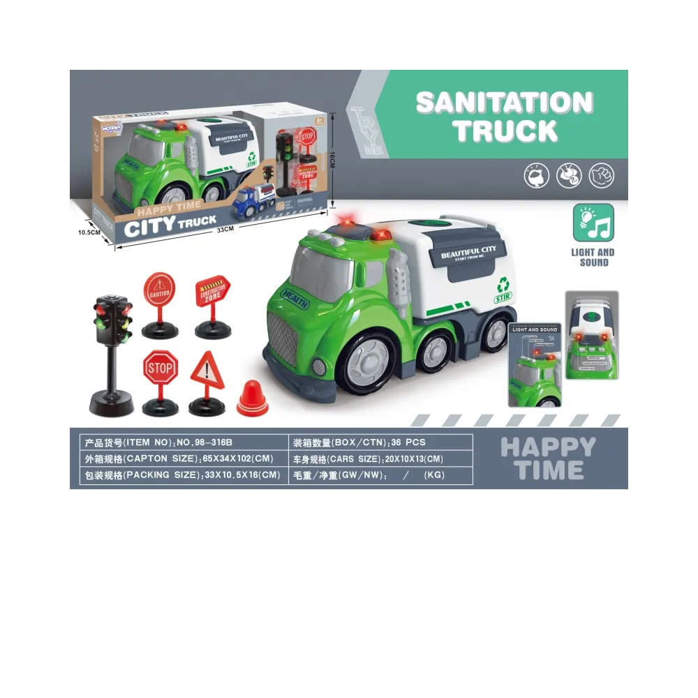 WOOPIE Śmieciarka CITY TRUCK Efekty Dźwiękowe i Świetlne