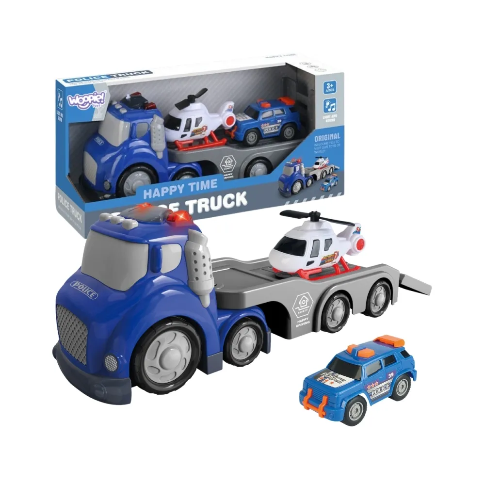 WOOPIE Niebieska Laweta Policyjna City Truck Efekty Dźwiękowe i Świetlne