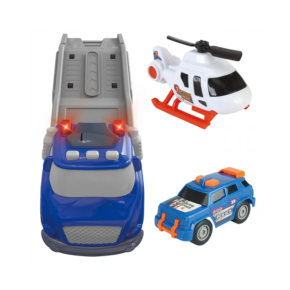 WOOPIE Niebieska Laweta Policyjna City Truck Efekty Dźwiękowe i Świetlne