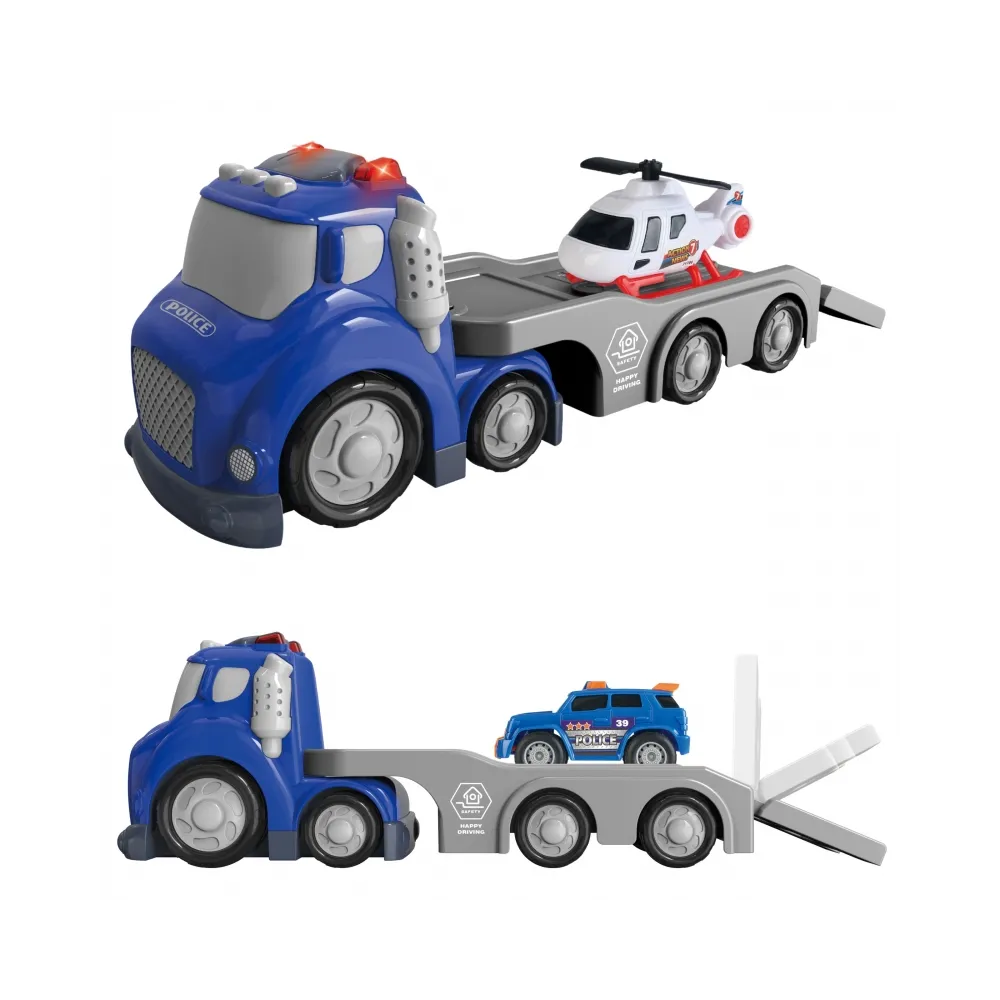 WOOPIE Niebieska Laweta Policyjna City Truck Efekty Dźwiękowe i Świetlne
