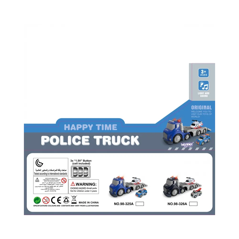 WOOPIE Niebieska Laweta Policyjna City Truck Efekty Dźwiękowe i Świetlne