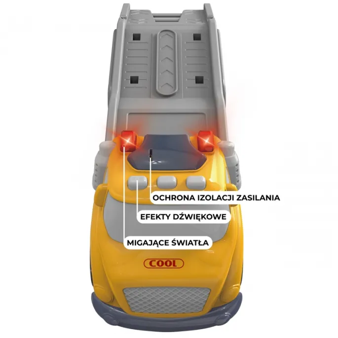 Emocjonująca zabawa w strażaka z żółtą lawetą i akcesoriami