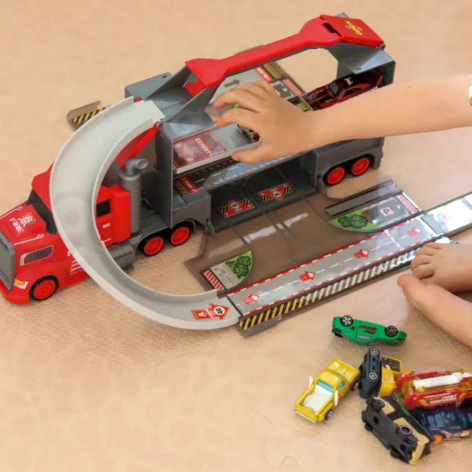 Dwupoziomowy garaż z wyścigami dla dzieci