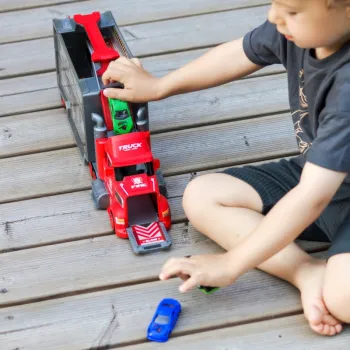 WOOPIE Zestaw Ciężarówka Laweta Garaż Tor Wyścigowy