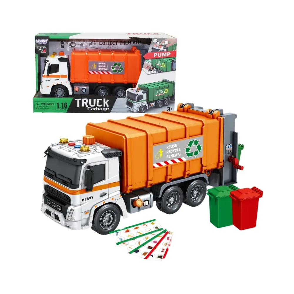 WOOPIE Interaktywna Śmieciarka Model Skala 1:16 Efekty Dźwiękowe i Świetlne