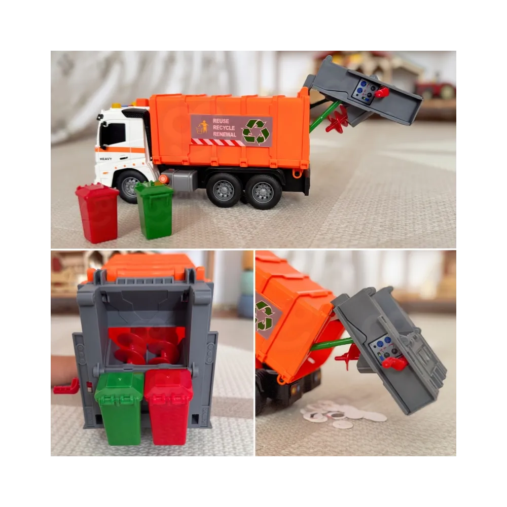 WOOPIE Interaktywna Śmieciarka Model Skala 1:16 Efekty Dźwiękowe i Świetlne