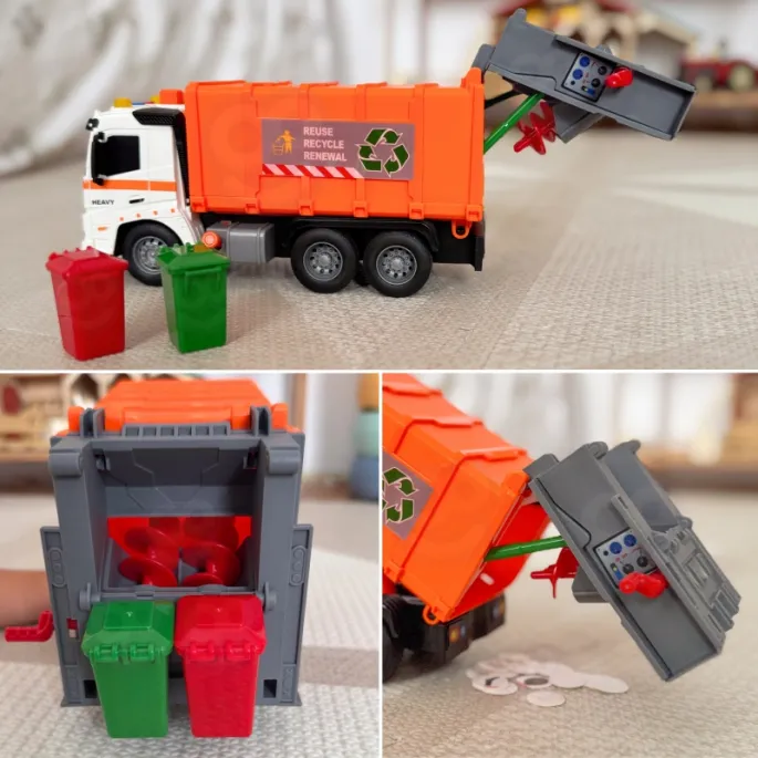 Ruchome klapy i podnośnik w śmieciarce WOOPIE