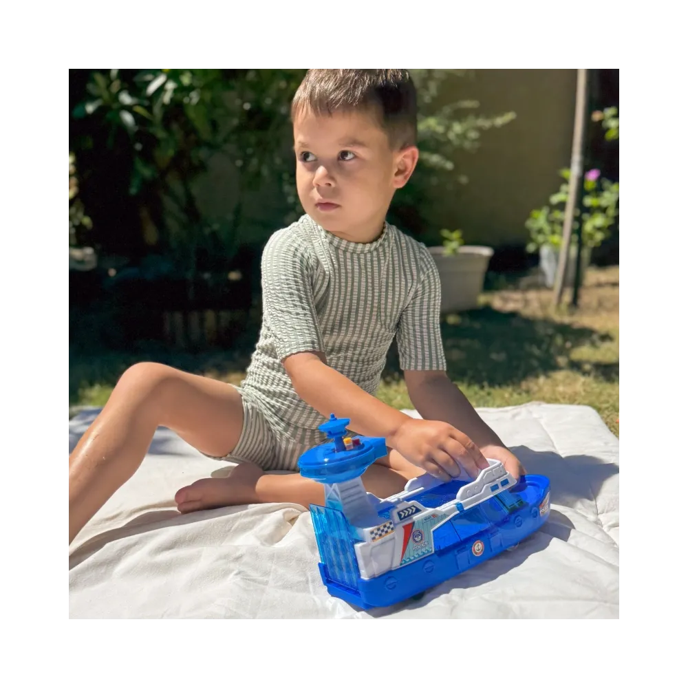 WOOPIE Łódź Policyjna Patrolowa Interaktywna - Skala 1:16 + Autka 3 szt.