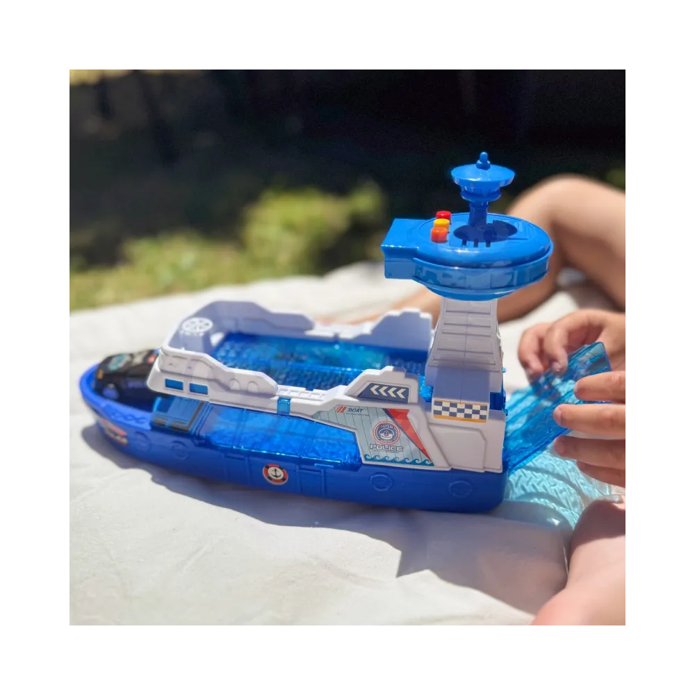 WOOPIE Łódź Policyjna Patrolowa Interaktywna - Skala 1:16 + Autka 3 szt.