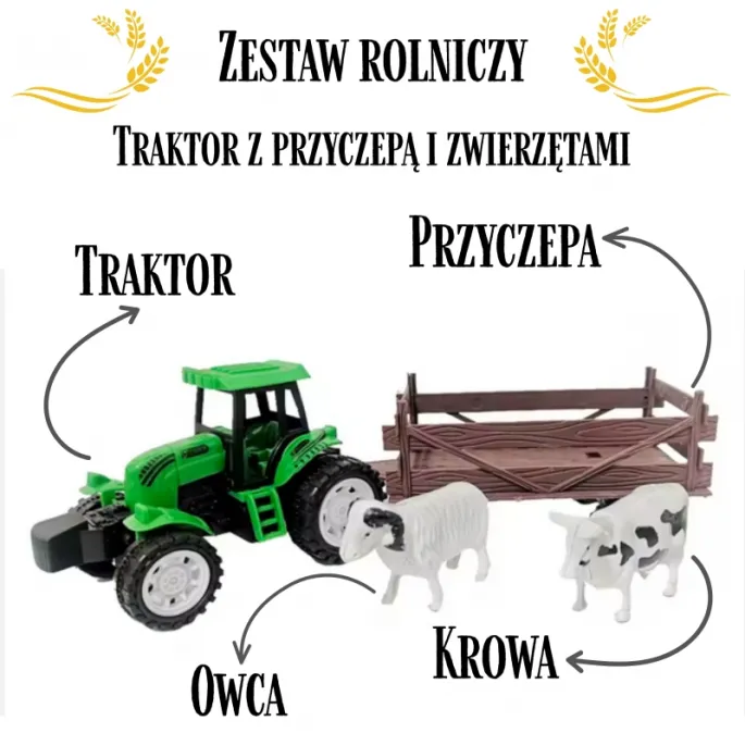 Zestaw z traktorem i przyczepą dla małych farmerów