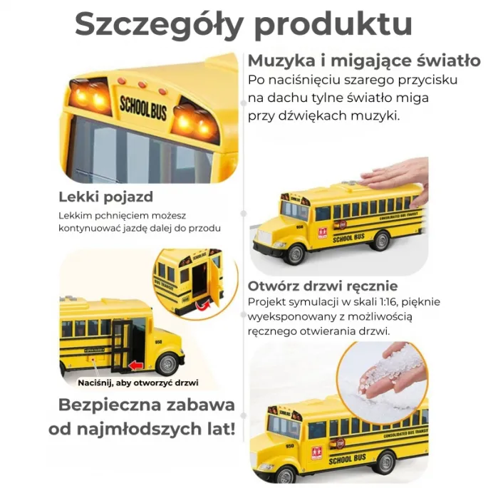 Realistyczny model autobusu do zabawy dla małych amatorów transportu