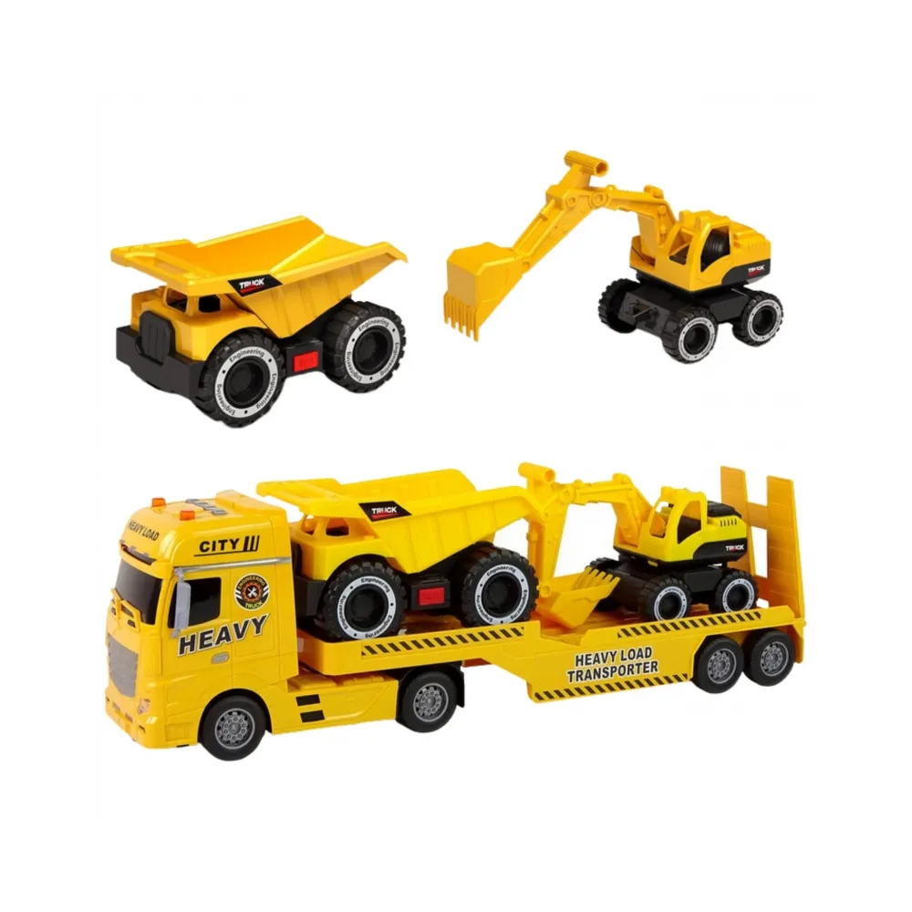 WOOPIE Samochód Laweta z Pojazdami Budowlanymi