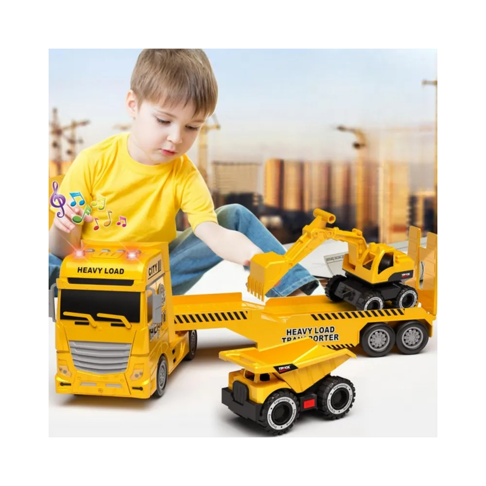 WOOPIE Samochód Laweta z Pojazdami Budowlanymi