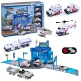 WOOPIE Zestaw Tematyczny Posterunek Policji na Lotnisku z Autami i Helikopterem 37el.