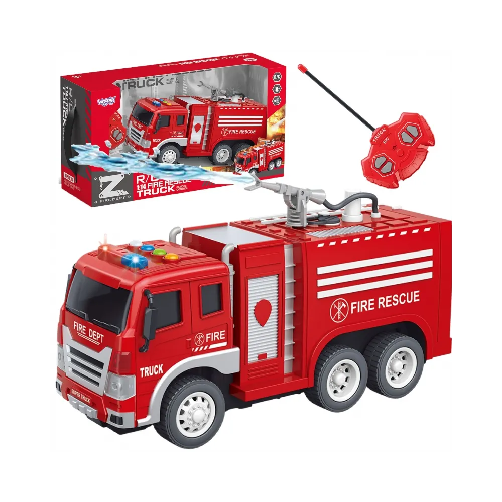 Zdalnie sterowany wóz strażacki z efektem lania wody