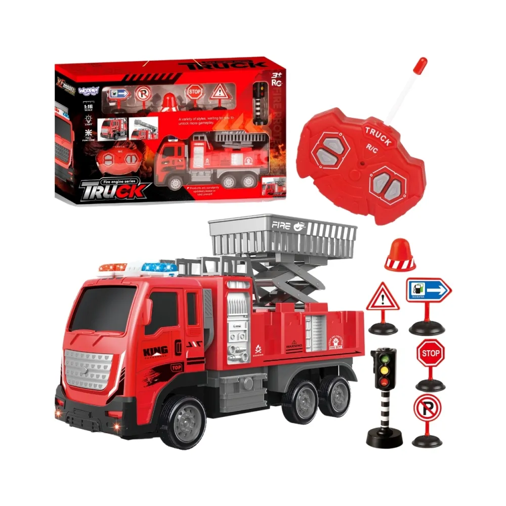 zdalnie sterowany wóz strażacki z podnośnikiem