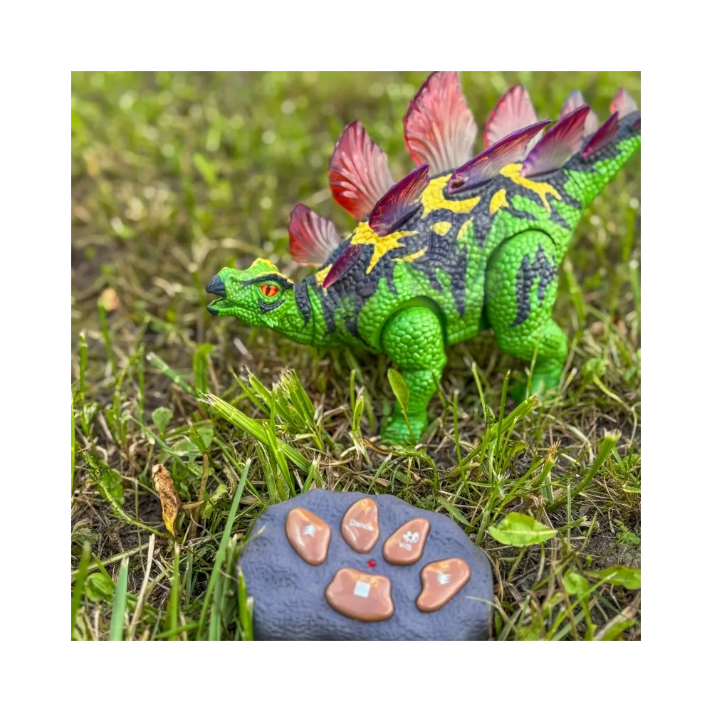 Stegozaur tańczący na podłodze