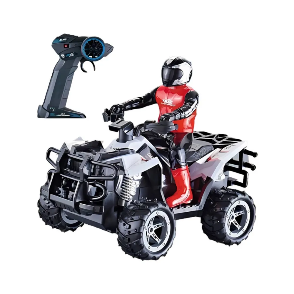Zdalnie sterowany quad z figurką motocyklisty